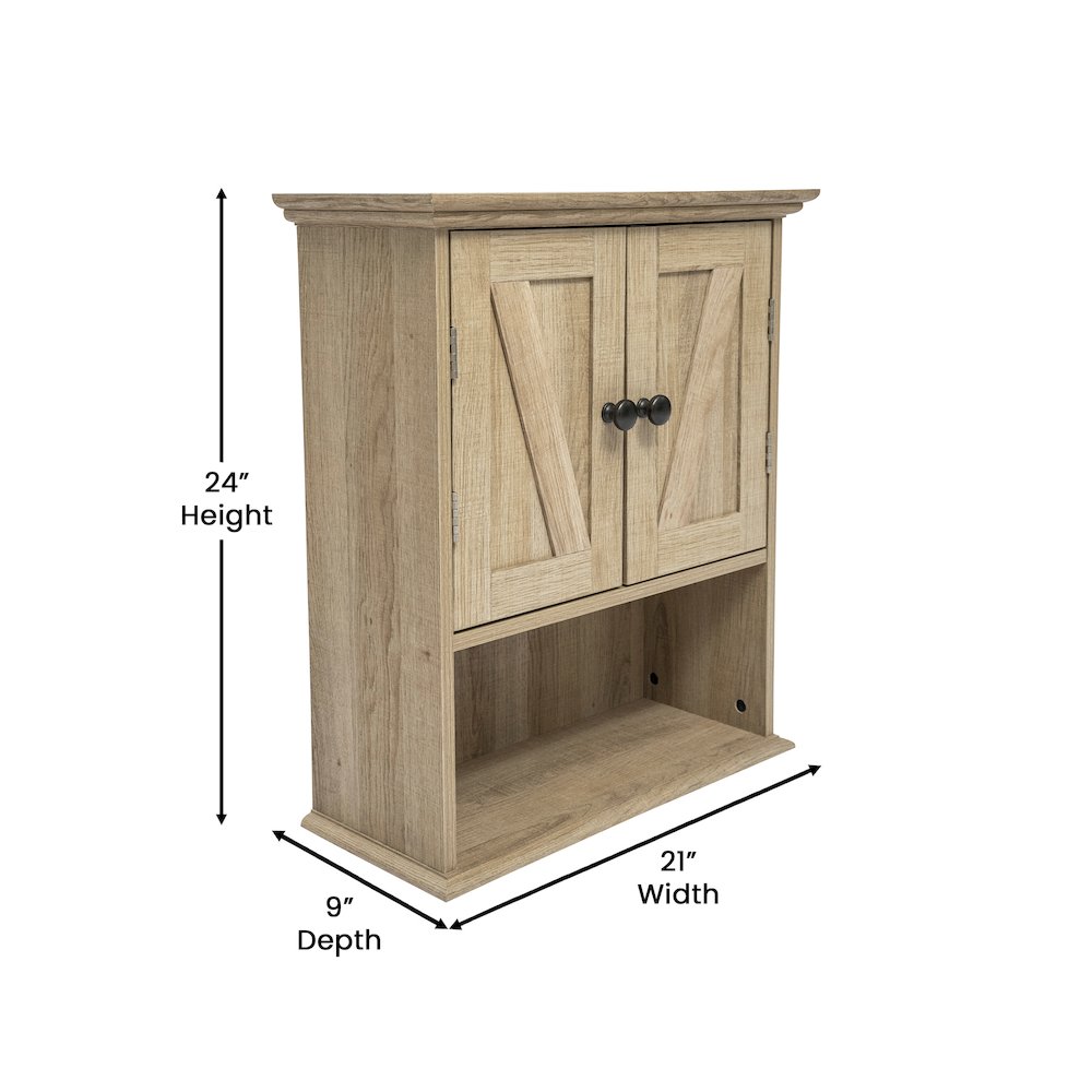 Farmhouse Wall Mounted Bathroom Medicine Cabinet, Brown. Picture 5