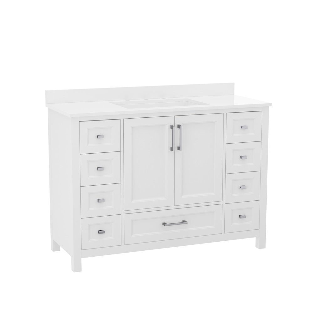 48 Inch Bathroom Vanity with Sink, Storage Cabinet with Soft Close Doors, White. Picture 1
