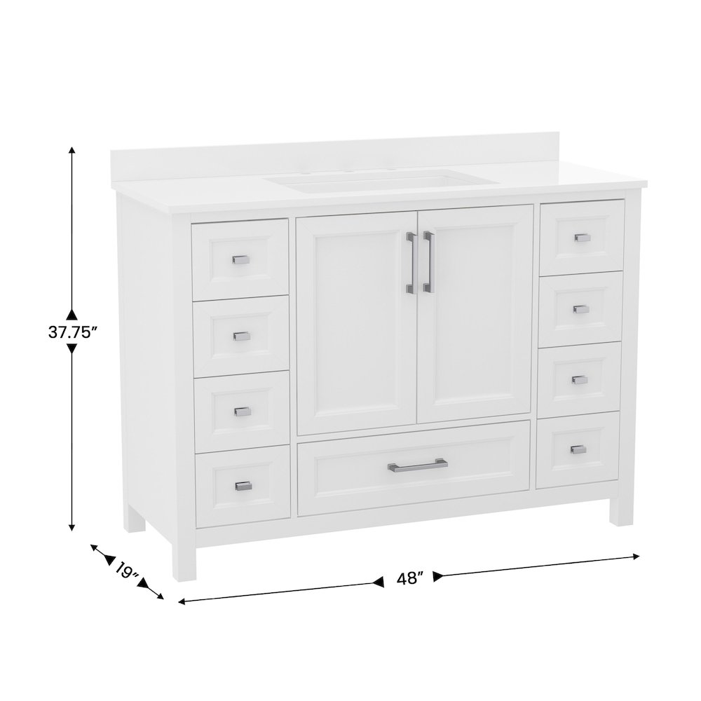 48 Inch Bathroom Vanity with Sink, Storage Cabinet with Soft Close Doors, White. Picture 5