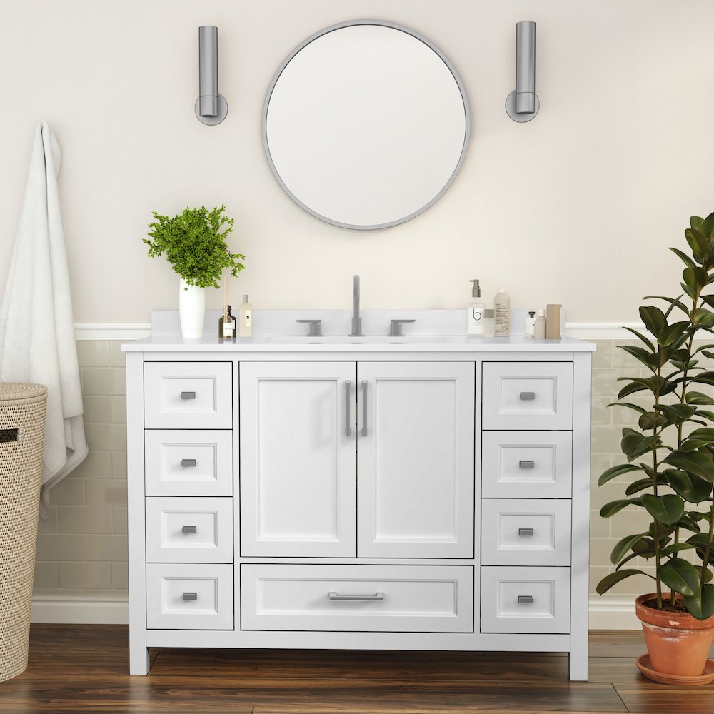 48 Inch Bathroom Vanity with Sink, Storage Cabinet with Soft Close Doors, White. Picture 3