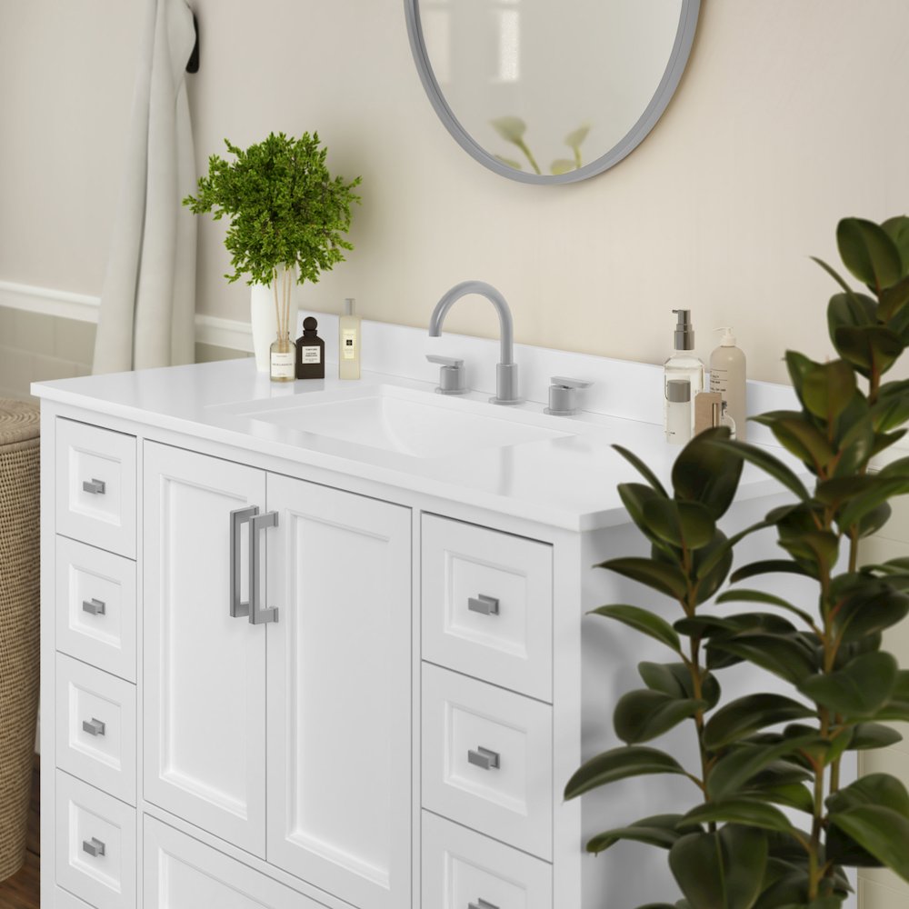48 Inch Bathroom Vanity with Sink, Storage Cabinet with Soft Close Doors, White. Picture 6