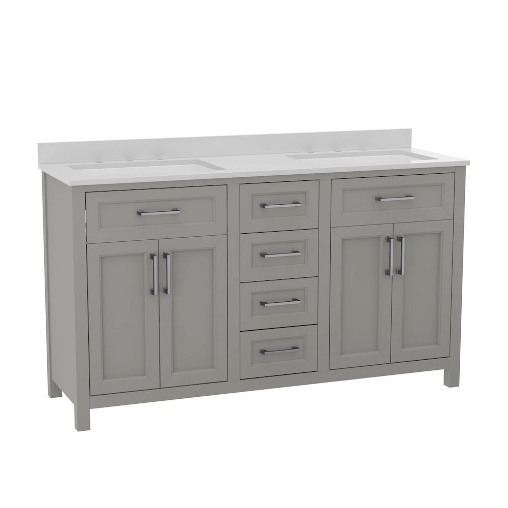60 Inch Bathroom Double Vanity with 2 Sinks, 2 Storage Cabinets. Picture 1