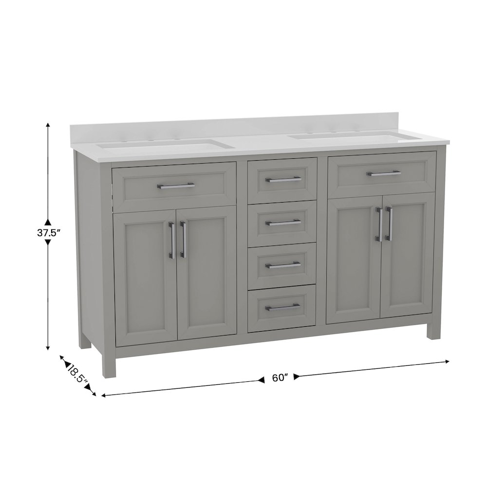 60 Inch Bathroom Double Vanity with 2 Sinks, 2 Storage Cabinets. Picture 5