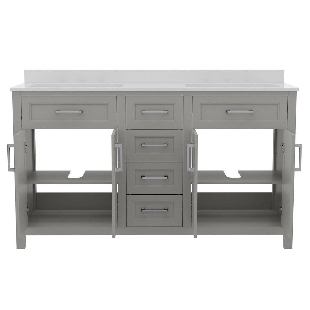 60 Inch Bathroom Double Vanity with 2 Sinks, 2 Storage Cabinets. Picture 9
