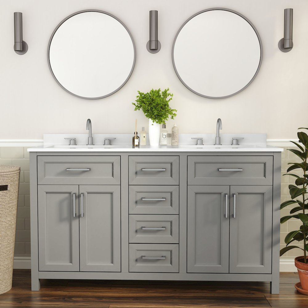 60 Inch Bathroom Double Vanity with 2 Sinks, 2 Storage Cabinets. Picture 3