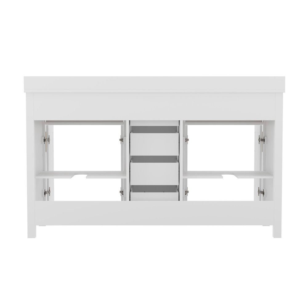 60 Inch Bathroom Double Vanity with 2 Sinks, 2 Storage Cabinets, White. Picture 8