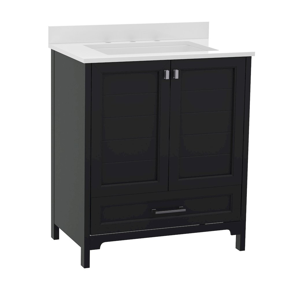 30in Bathroom Vanity with Sink, Storage Cabinet with Soft Close Doors, Black. Picture 1