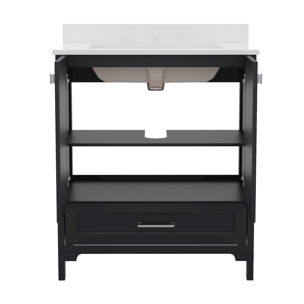30in Bathroom Vanity with Sink, Storage Cabinet with Soft Close Doors, Black. Picture 9