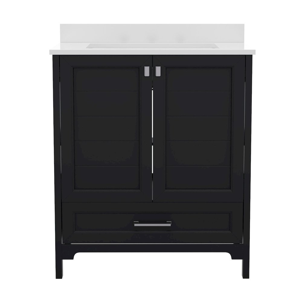 30in Bathroom Vanity with Sink, Storage Cabinet with Soft Close Doors, Black. Picture 11