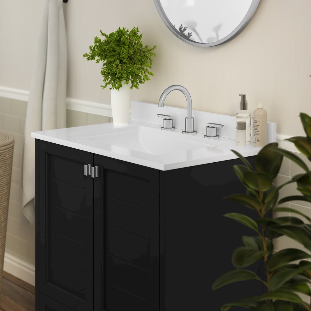 30in Bathroom Vanity with Sink, Storage Cabinet with Soft Close Doors, Black. Picture 6