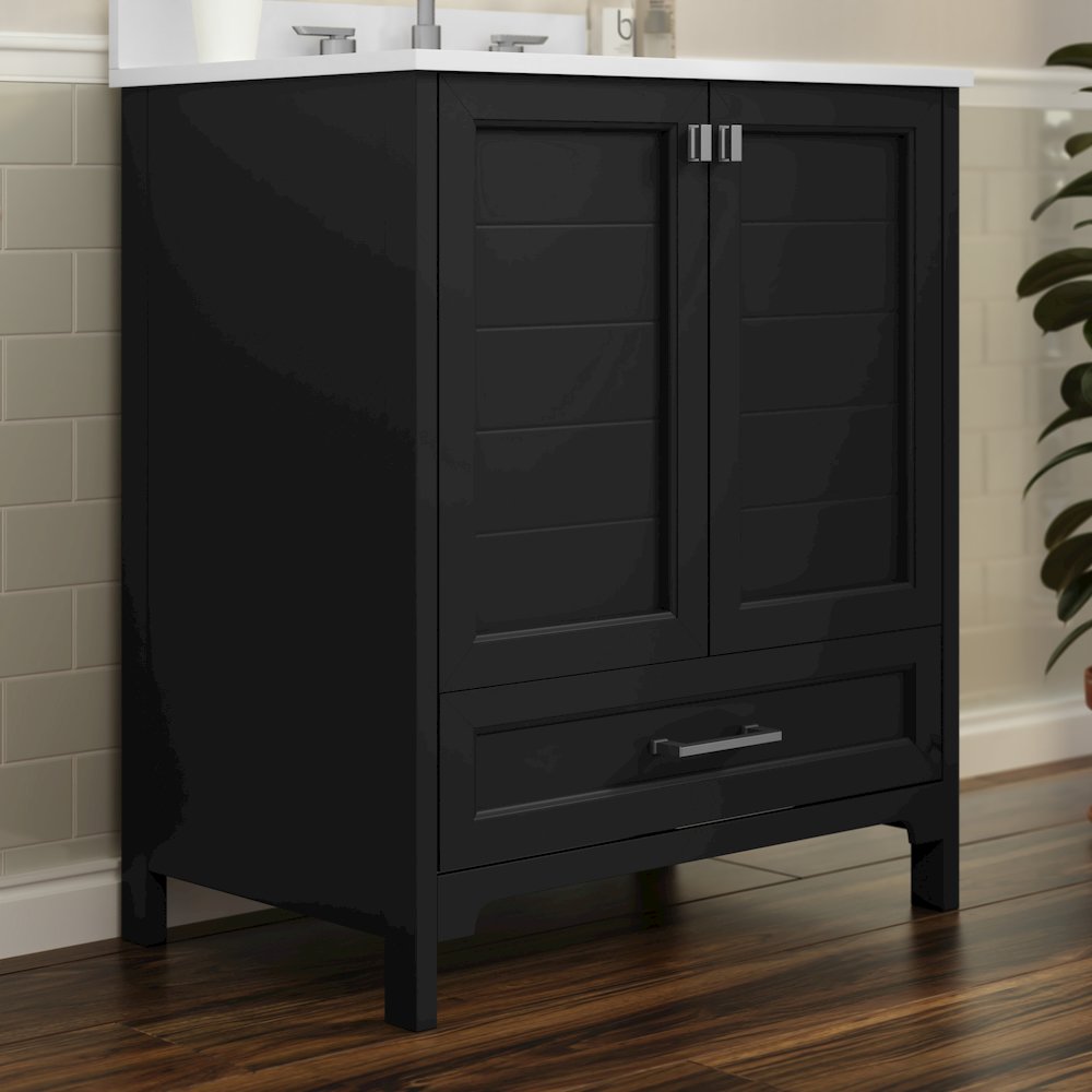 30in Bathroom Vanity with Sink, Storage Cabinet with Soft Close Doors, Black. Picture 7