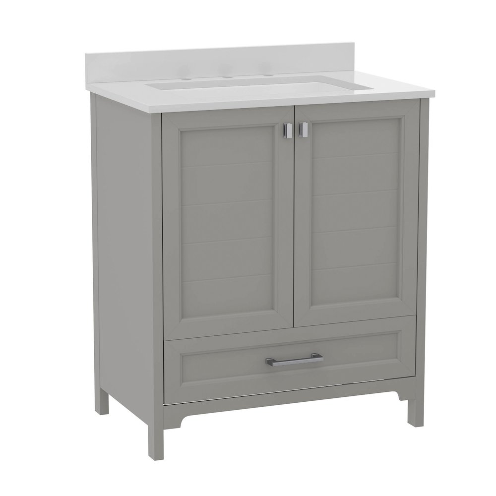 30in Bathroom Vanity with Sink, Storage Cabinet with Soft Close Doors, Gray. Picture 1