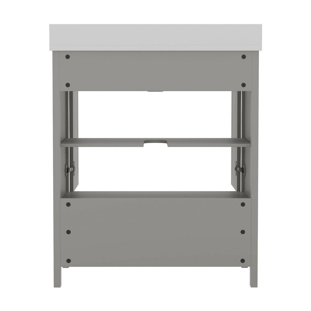 30in Bathroom Vanity with Sink, Storage Cabinet with Soft Close Doors, Gray. Picture 8
