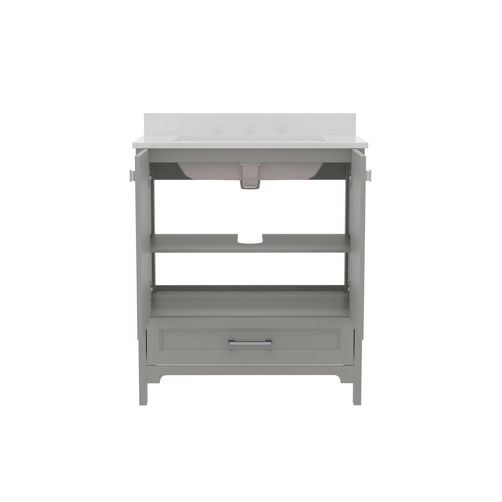 30in Bathroom Vanity with Sink, Storage Cabinet with Soft Close Doors, Gray. Picture 9