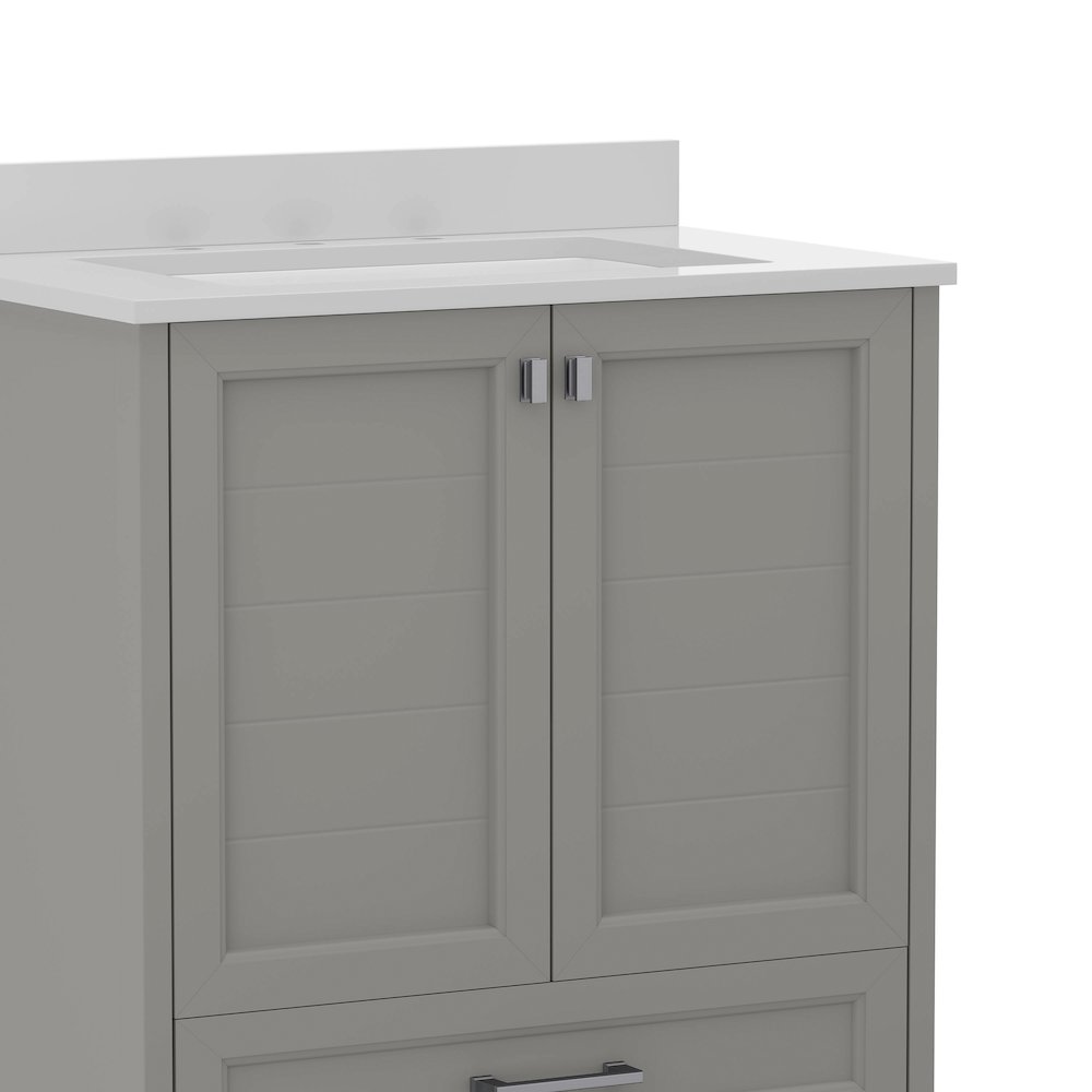 30in Bathroom Vanity with Sink, Storage Cabinet with Soft Close Doors, Gray. Picture 12