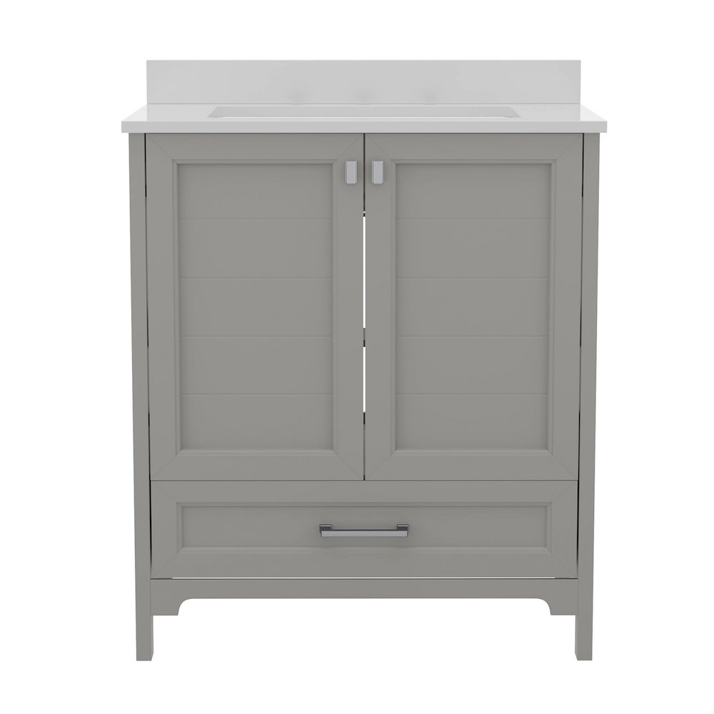 30in Bathroom Vanity with Sink, Storage Cabinet with Soft Close Doors, Gray. Picture 11