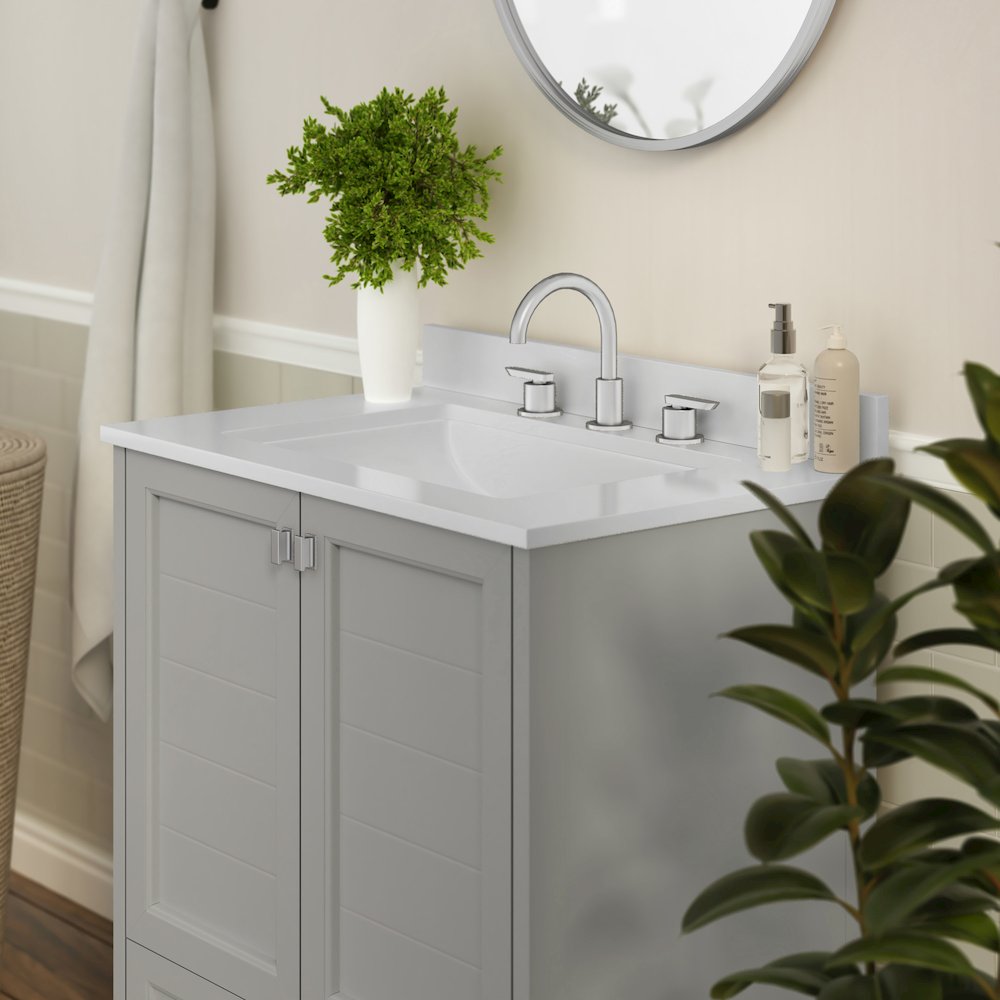 30in Bathroom Vanity with Sink, Storage Cabinet with Soft Close Doors, Gray. Picture 6