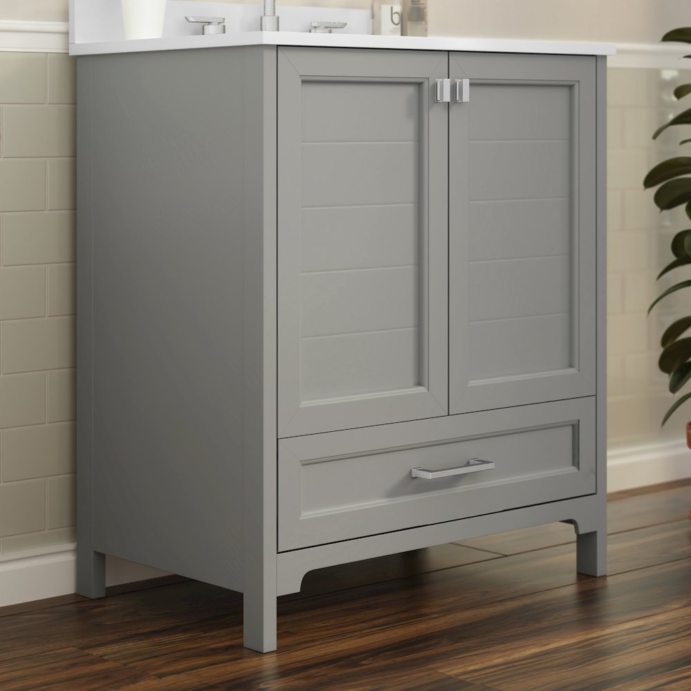 30in Bathroom Vanity with Sink, Storage Cabinet with Soft Close Doors, Gray. Picture 7