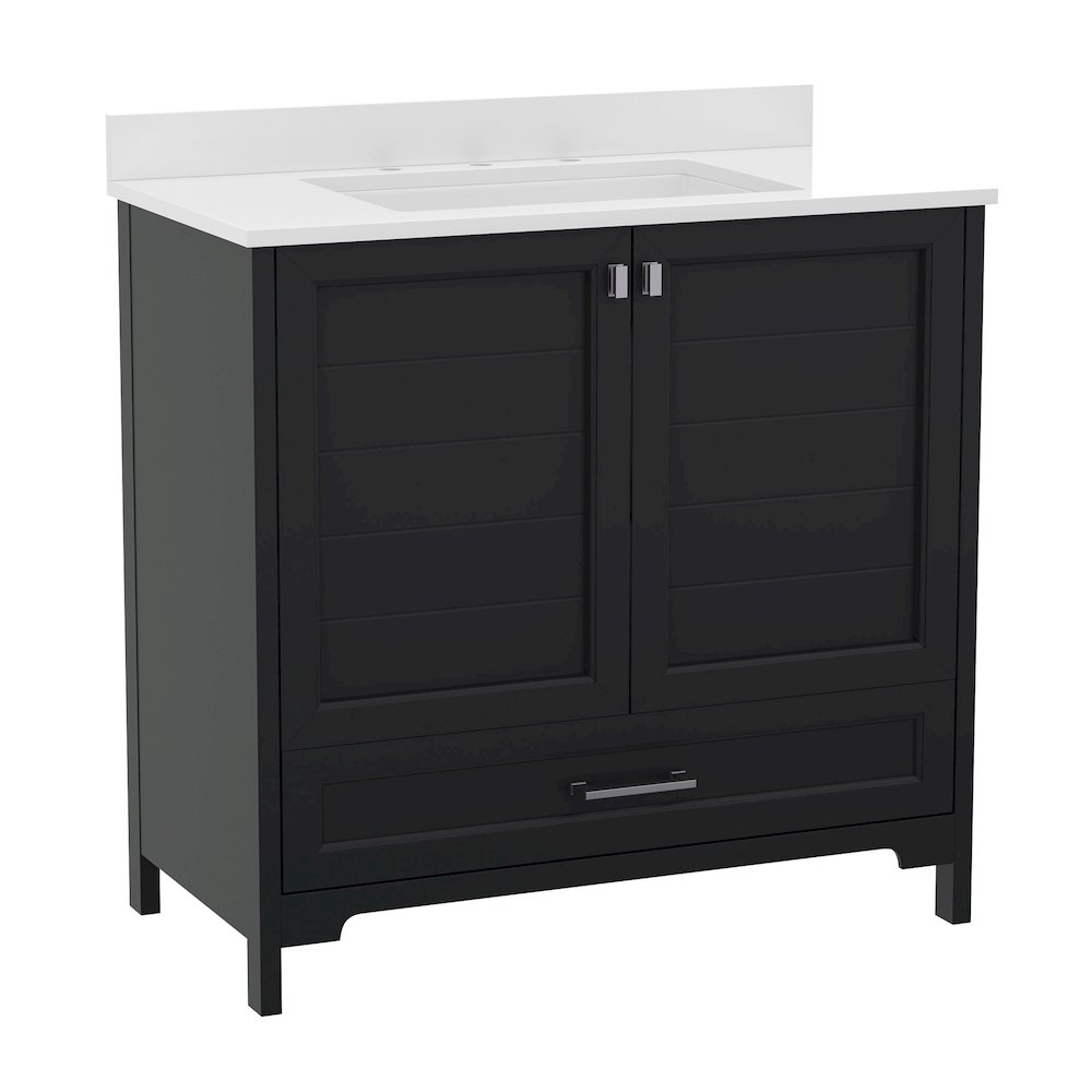 36in Bathroom Vanity with Sink, Storage Cabinet with Soft Close Doors, Black. Picture 1