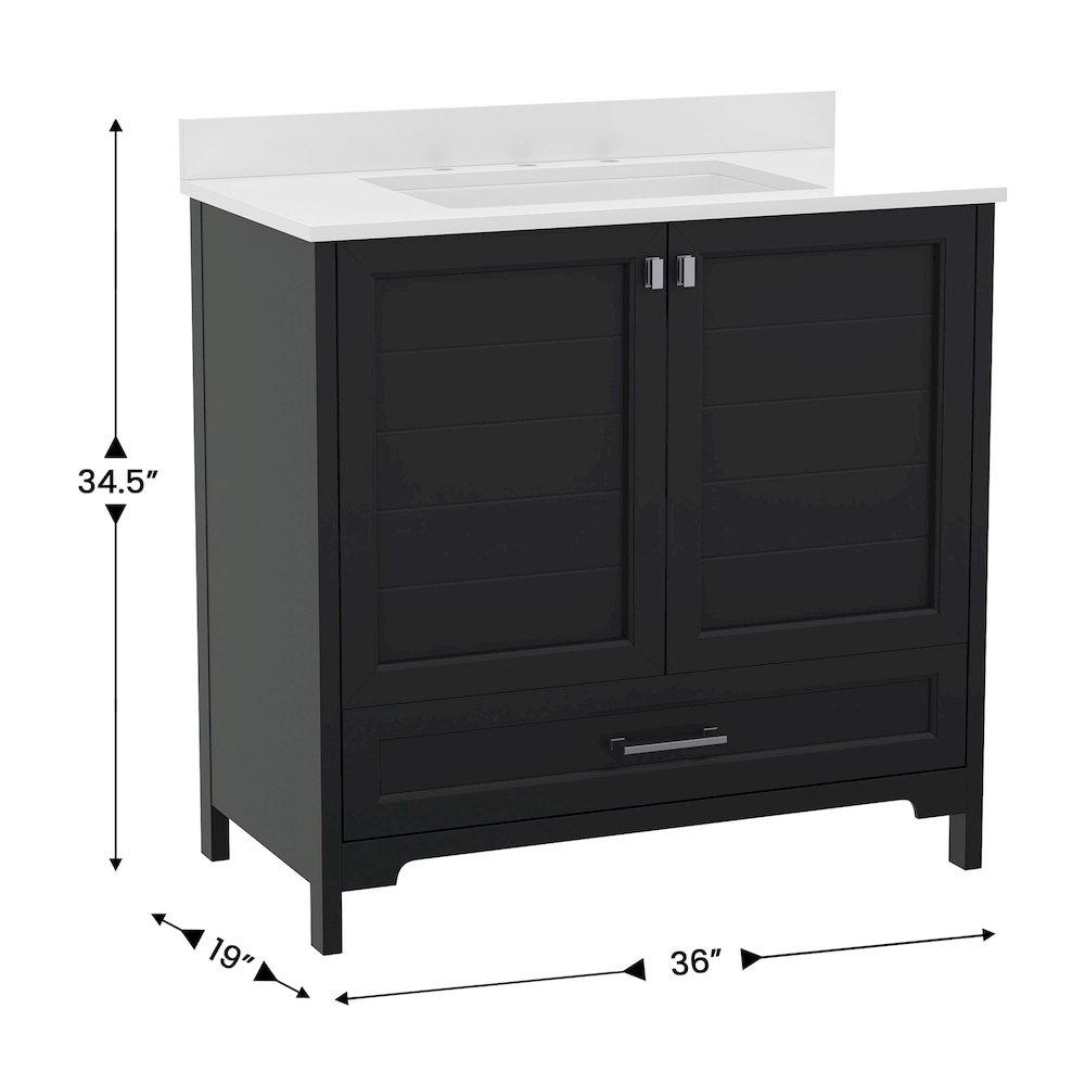 36in Bathroom Vanity with Sink, Storage Cabinet with Soft Close Doors, Black. Picture 5