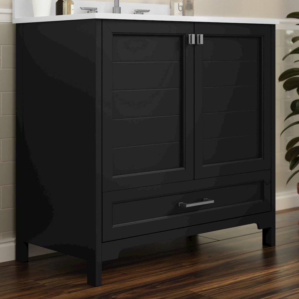 36in Bathroom Vanity with Sink, Storage Cabinet with Soft Close Doors, Black. Picture 7