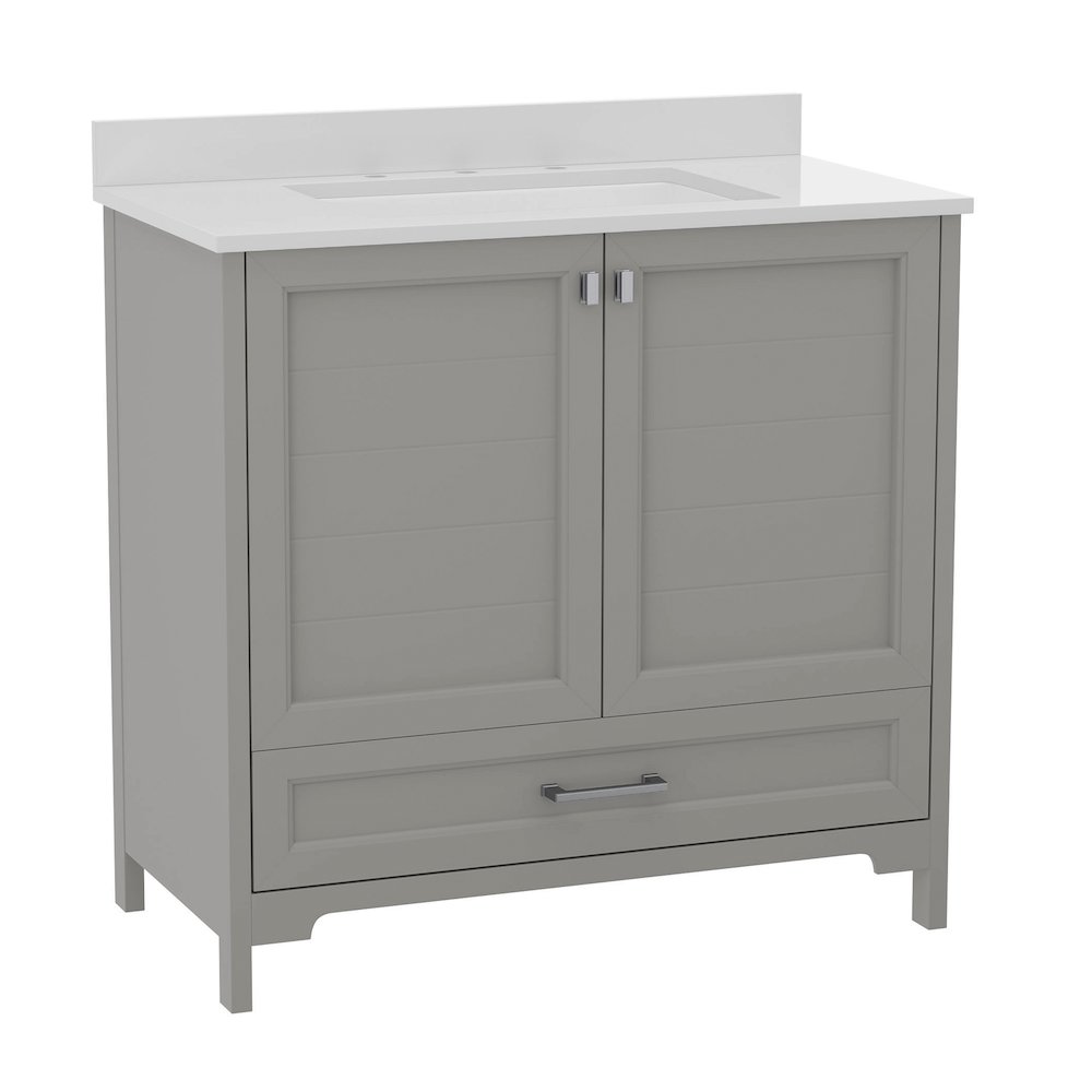 36in Bathroom Vanity with Sink, Storage Cabinet with Soft Close Doors, Gray. Picture 1
