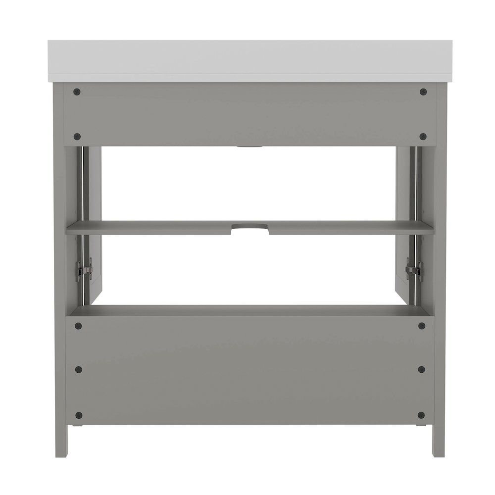 36in Bathroom Vanity with Sink, Storage Cabinet with Soft Close Doors, Gray. Picture 8