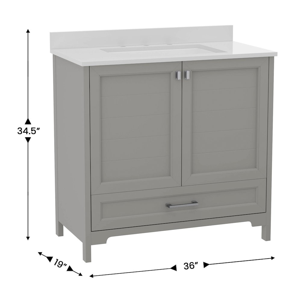 36in Bathroom Vanity with Sink, Storage Cabinet with Soft Close Doors, Gray. Picture 5