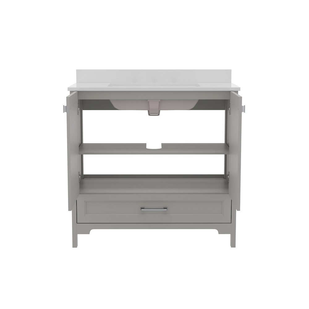 36in Bathroom Vanity with Sink, Storage Cabinet with Soft Close Doors, Gray. Picture 9