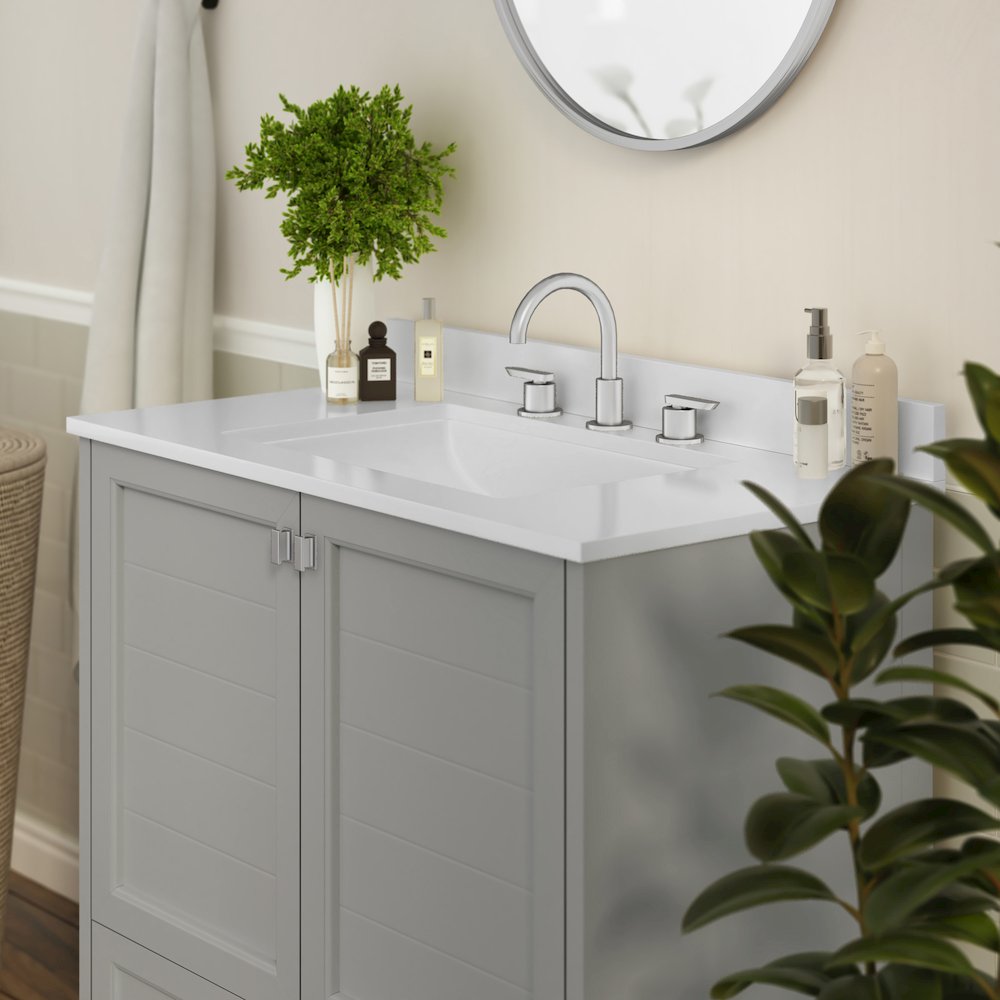 36in Bathroom Vanity with Sink, Storage Cabinet with Soft Close Doors, Gray. Picture 6