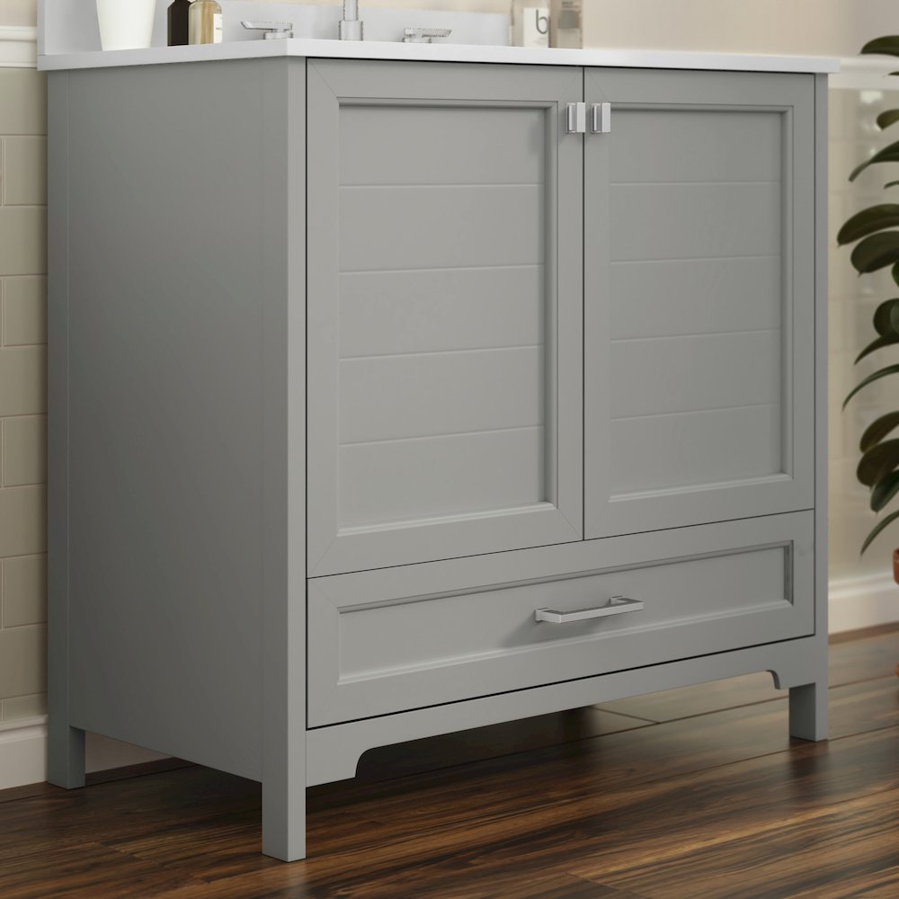 36in Bathroom Vanity with Sink, Storage Cabinet with Soft Close Doors, Gray. Picture 7