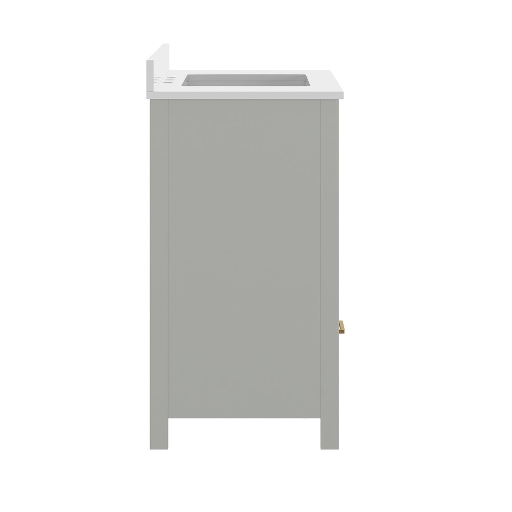 Haven 36" Bathroom Vanity with Sink, Storage Cabinet with Gold Hardware, Gray. Picture 10