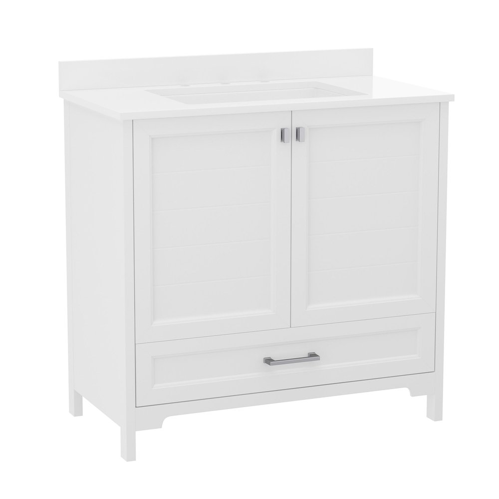 36in Bathroom Vanity with Sink, Storage Cabinet with Soft Close Doors, White. Picture 1