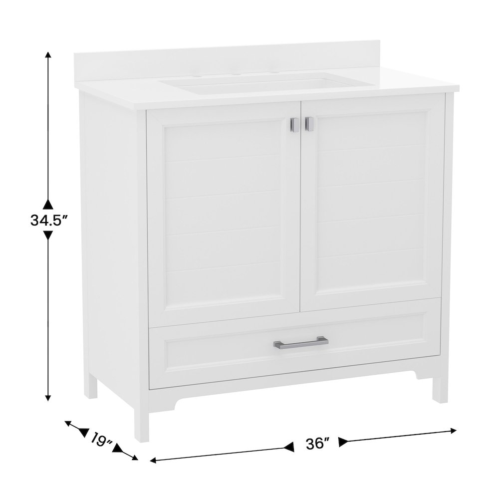36in Bathroom Vanity with Sink, Storage Cabinet with Soft Close Doors, White. Picture 5