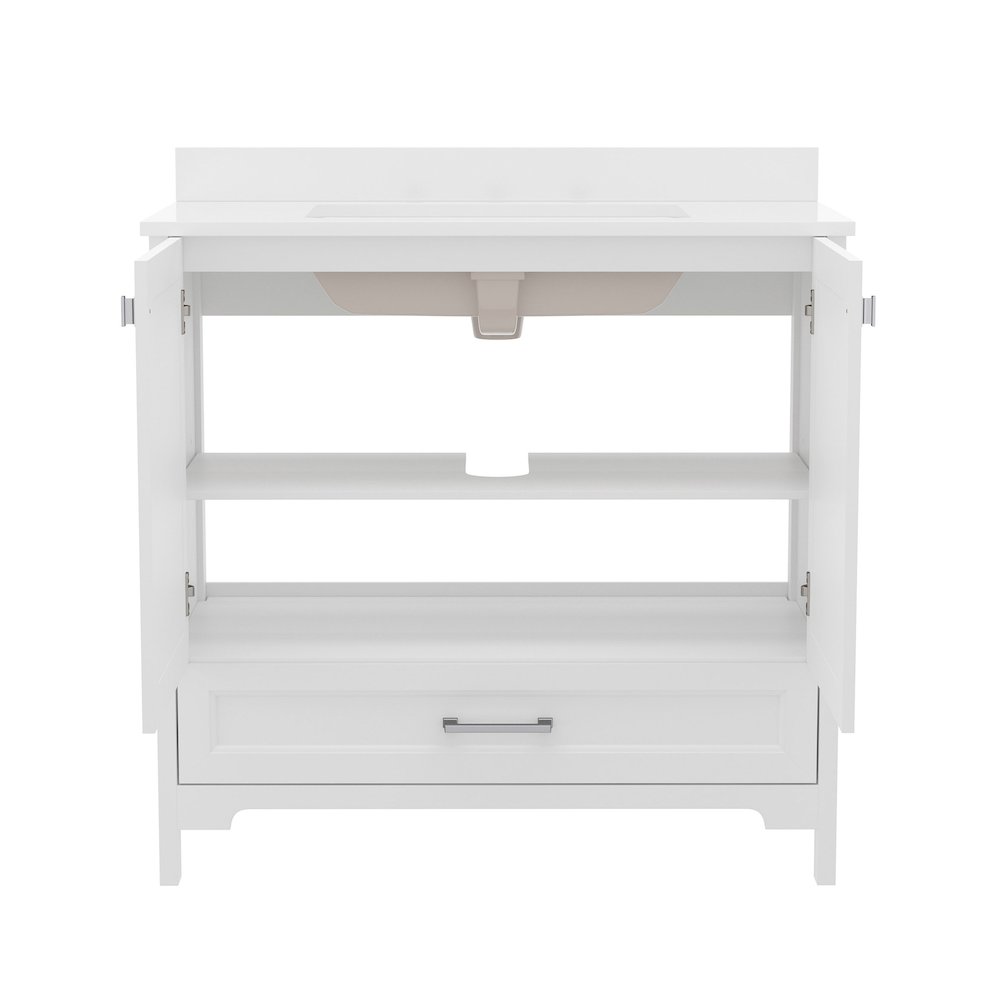 36in Bathroom Vanity with Sink, Storage Cabinet with Soft Close Doors, White. Picture 9
