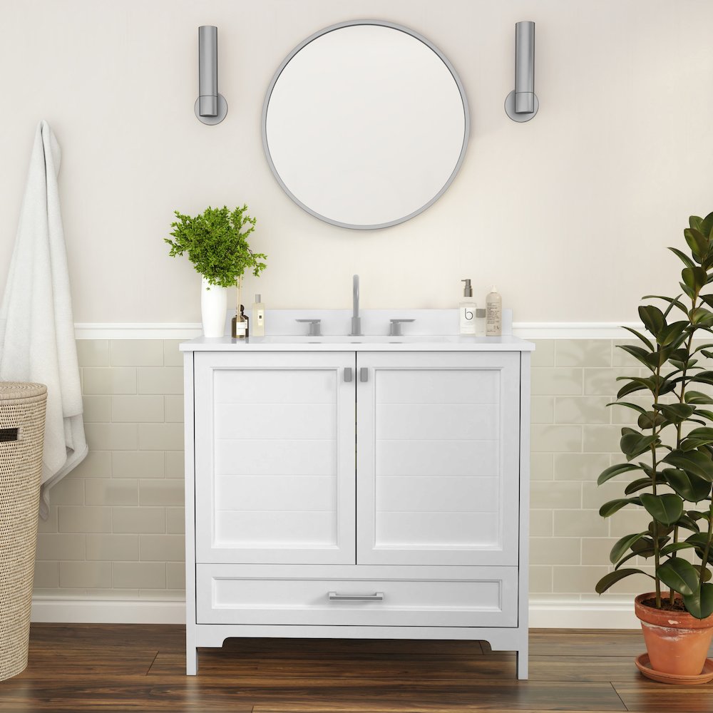 36in Bathroom Vanity with Sink, Storage Cabinet with Soft Close Doors, White. Picture 3