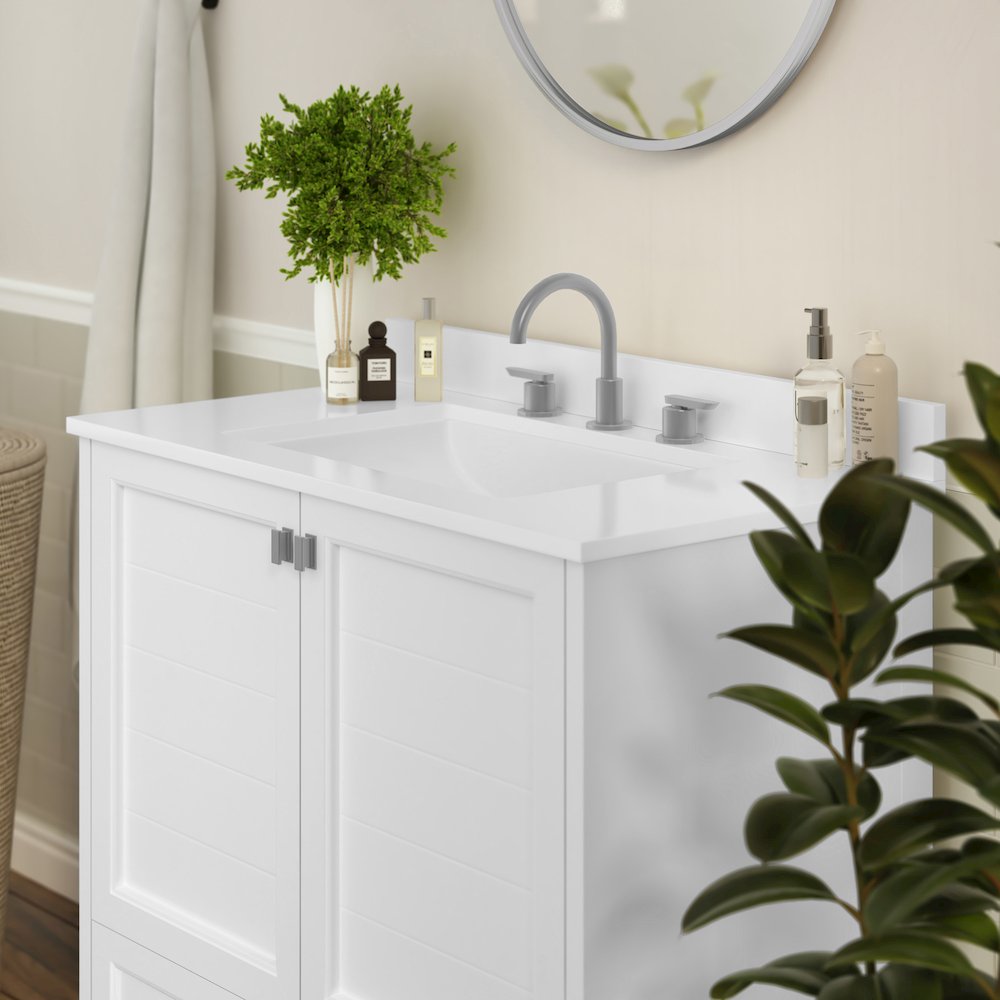 36in Bathroom Vanity with Sink, Storage Cabinet with Soft Close Doors, White. Picture 6