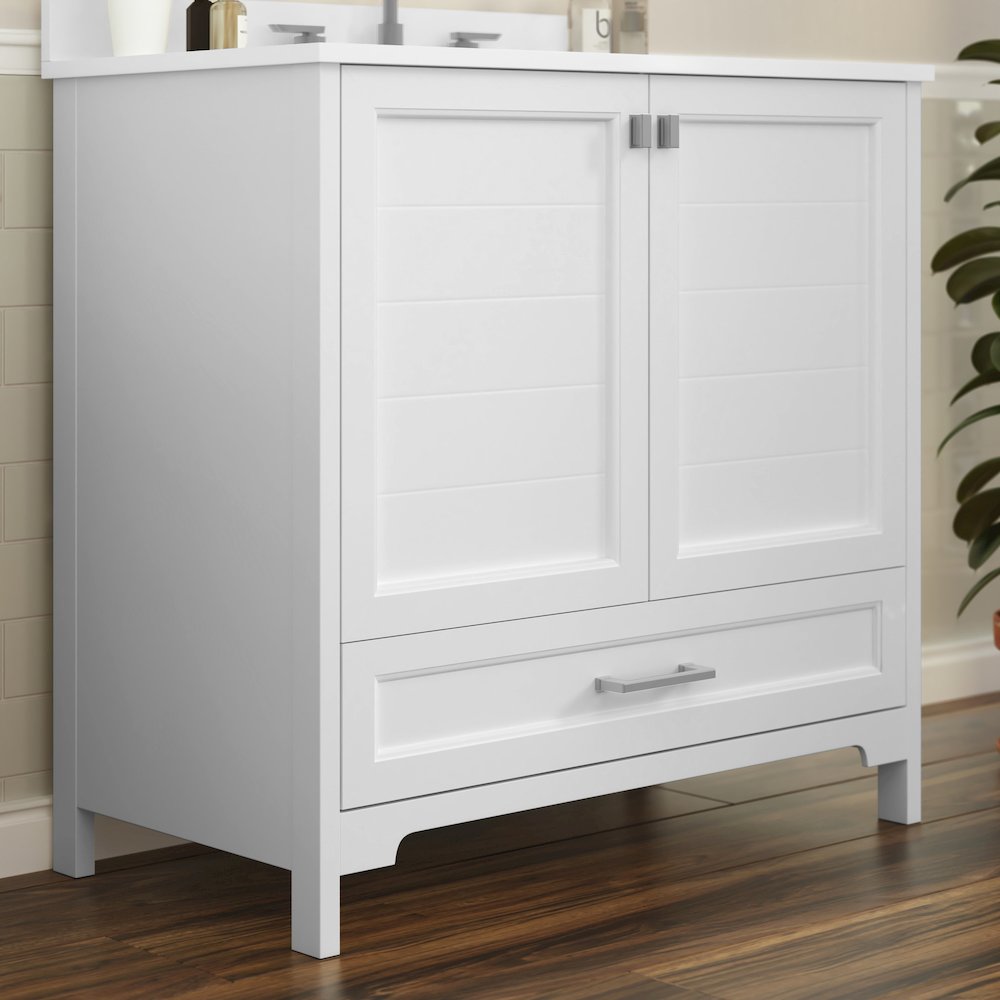 36in Bathroom Vanity with Sink, Storage Cabinet with Soft Close Doors, White. Picture 7