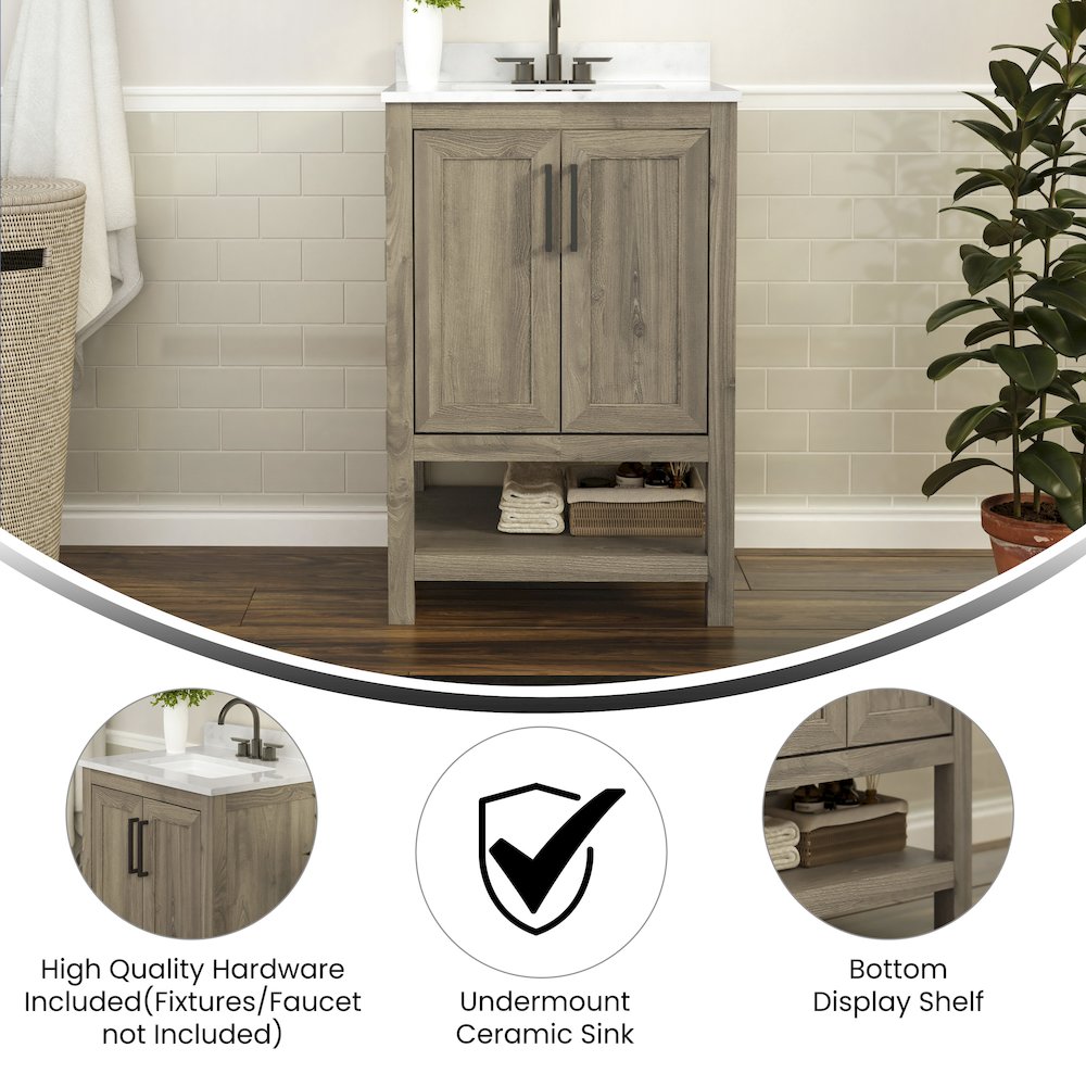 24 Inch Contemporary Bathroom Vanity with Sink Combo. Picture 4