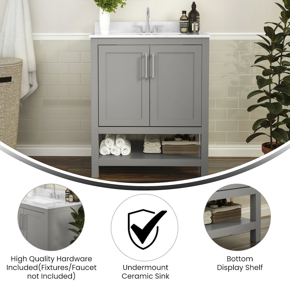 30 Inch Contemporary Bathroom Vanity with Sink Combo. Picture 4