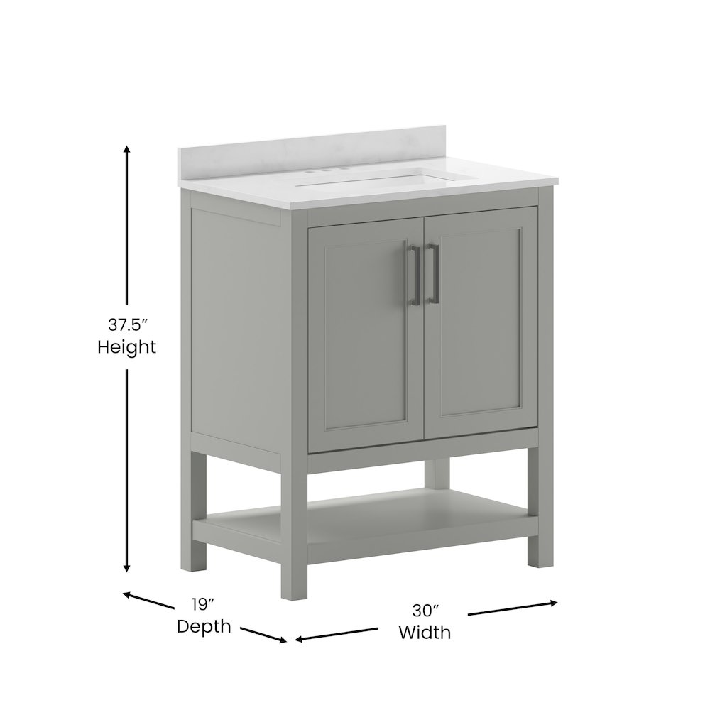 30 Inch Contemporary Bathroom Vanity with Sink Combo. Picture 5