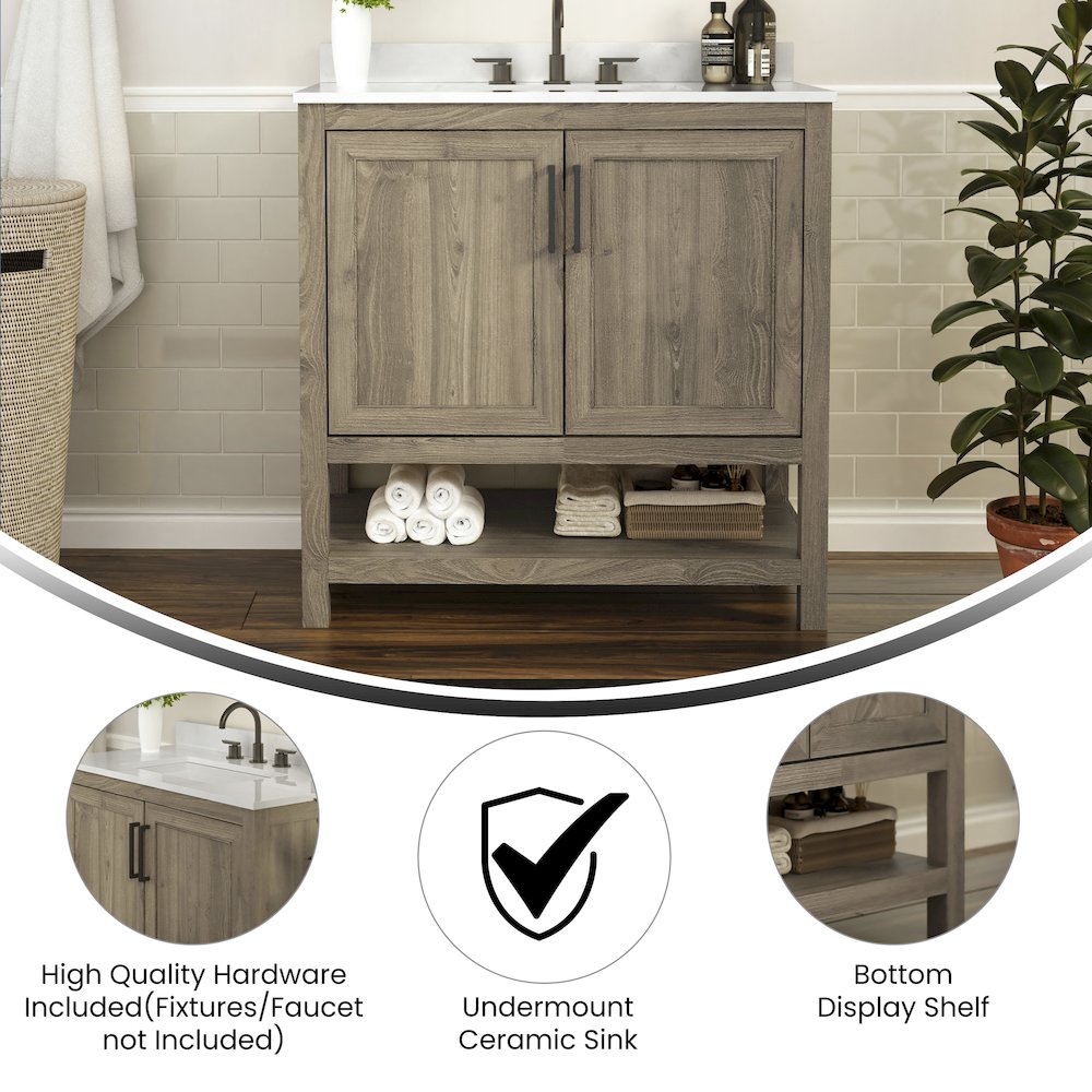 36 Inch Contemporary Bathroom Vanity with Sink Combo. Picture 4