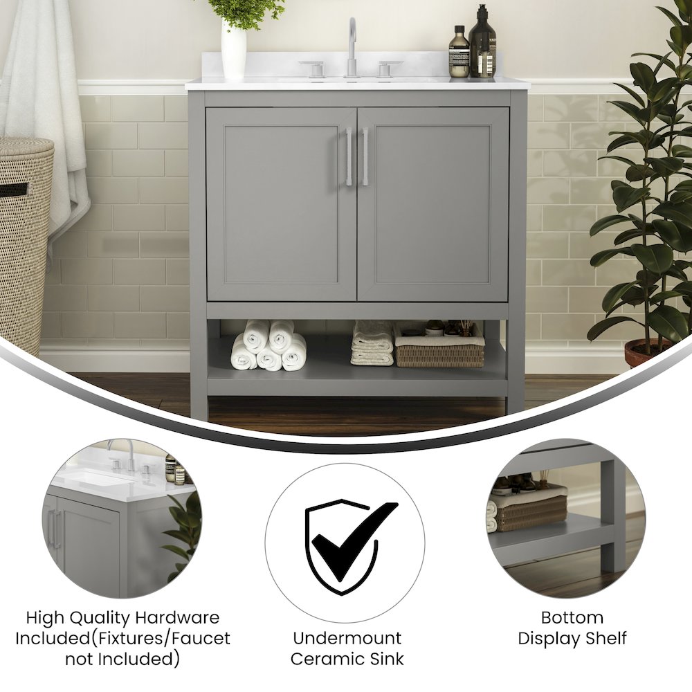 36 Inch Contemporary Bathroom Vanity with Sink Combo. Picture 4