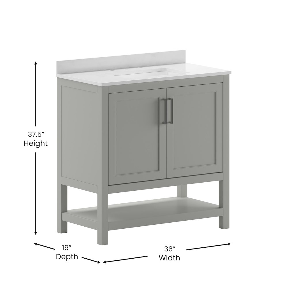 36 Inch Contemporary Bathroom Vanity with Sink Combo. Picture 5