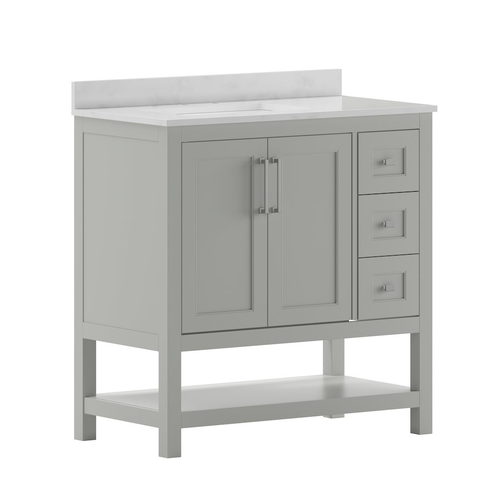 36 Inch Contemporary Bathroom Vanity with Storage Drawers and Sink Combo. Picture 1