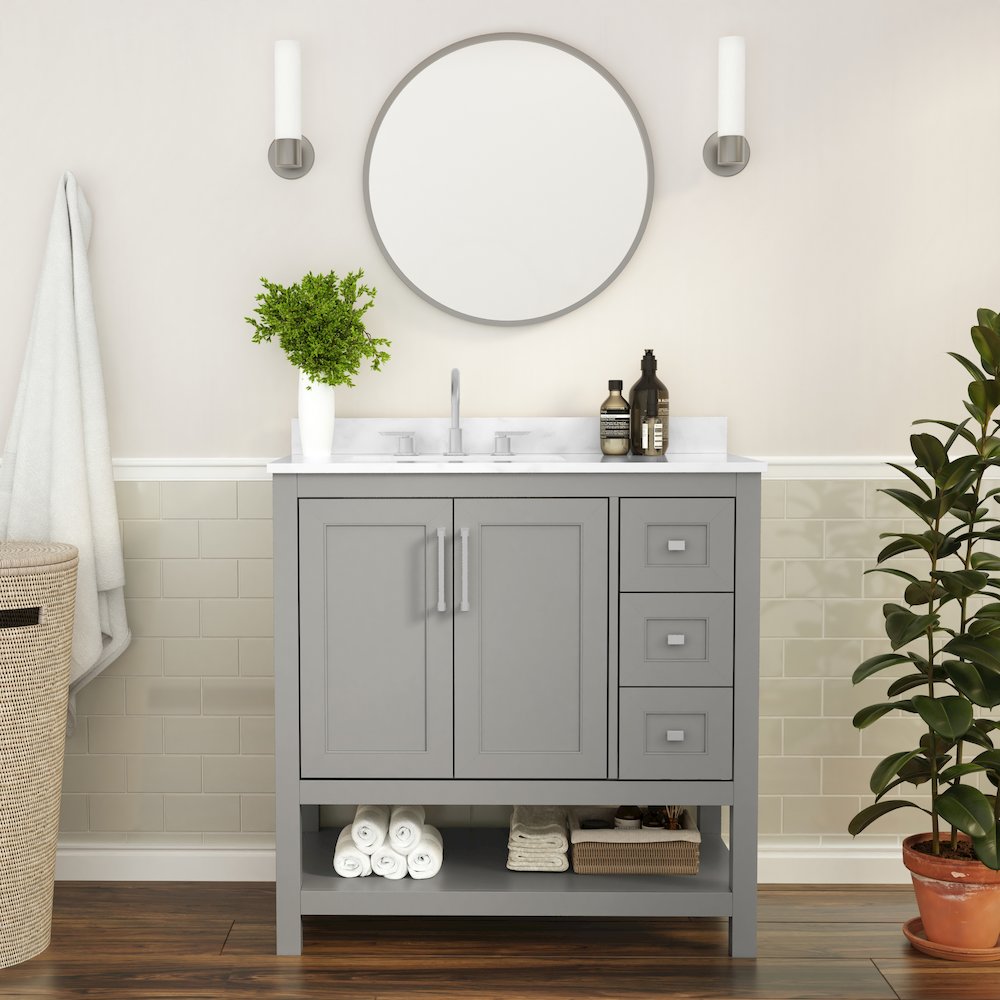 36 Inch Contemporary Bathroom Vanity with Storage Drawers and Sink Combo. Picture 2