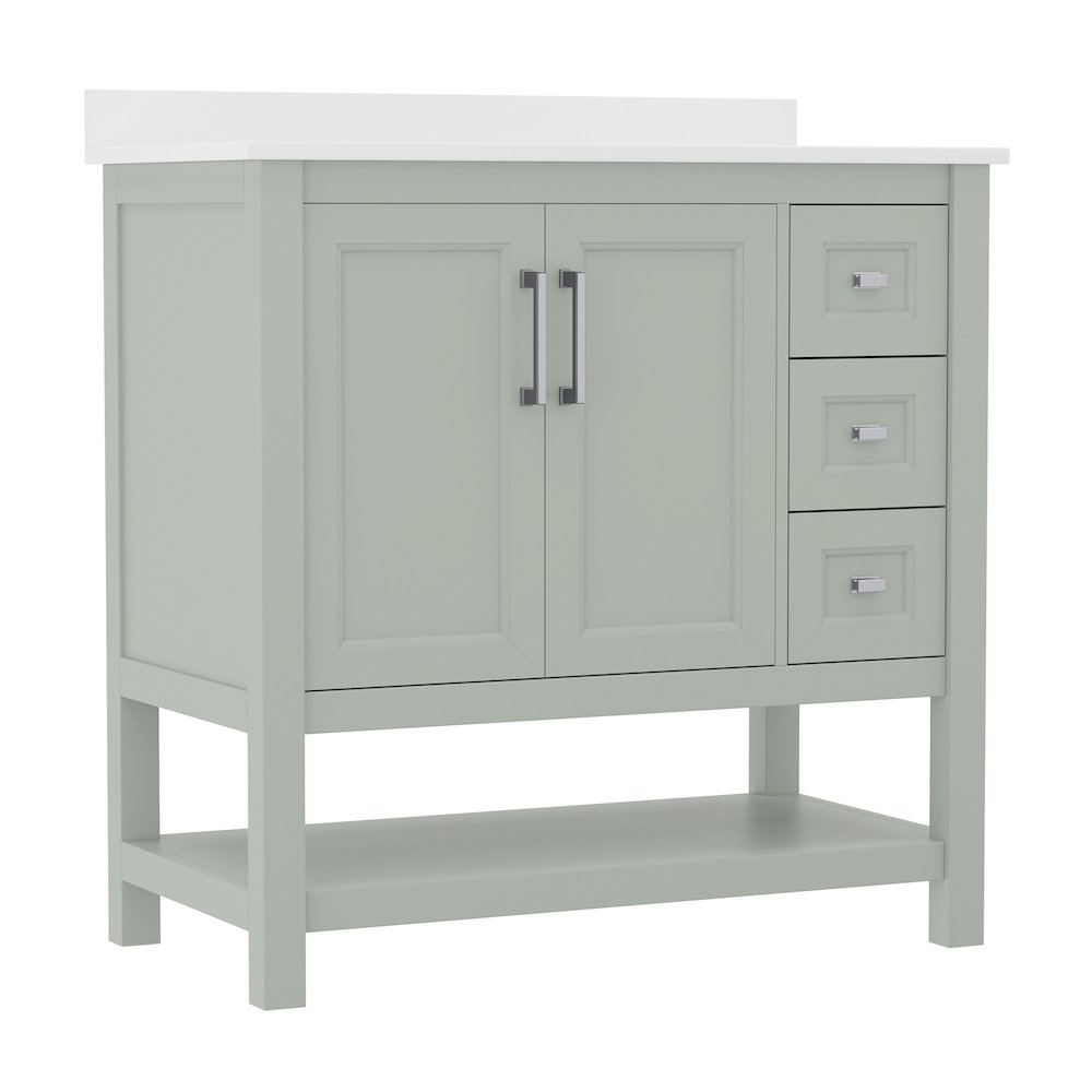 36in Bathroom Vanity with Storage Drawers and Sink Combo, Sage Frame. Picture 1