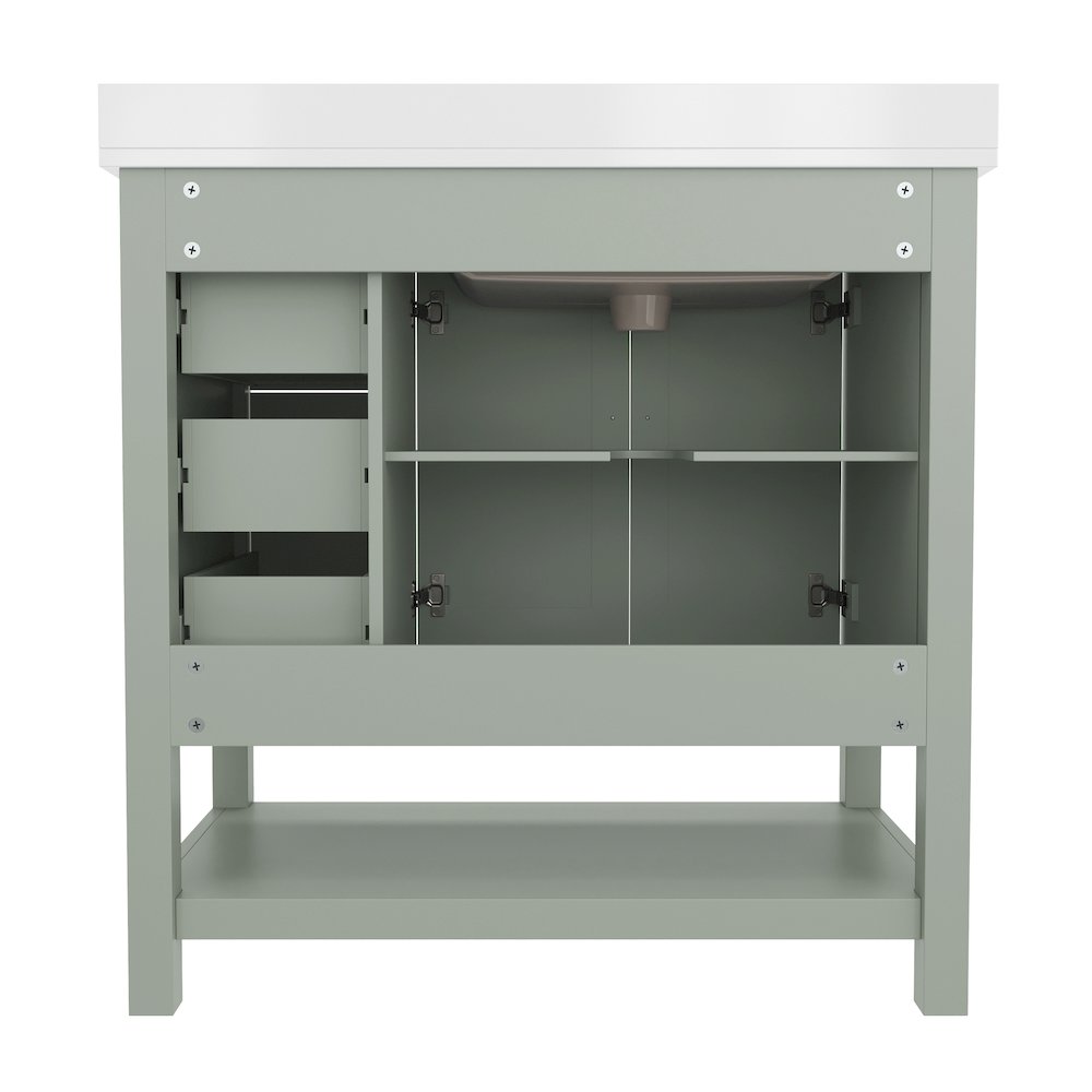 36in Bathroom Vanity with Storage Drawers and Sink Combo, Sage Frame. Picture 8