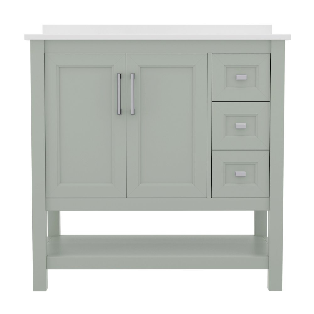 36in Bathroom Vanity with Storage Drawers and Sink Combo, Sage Frame. Picture 11
