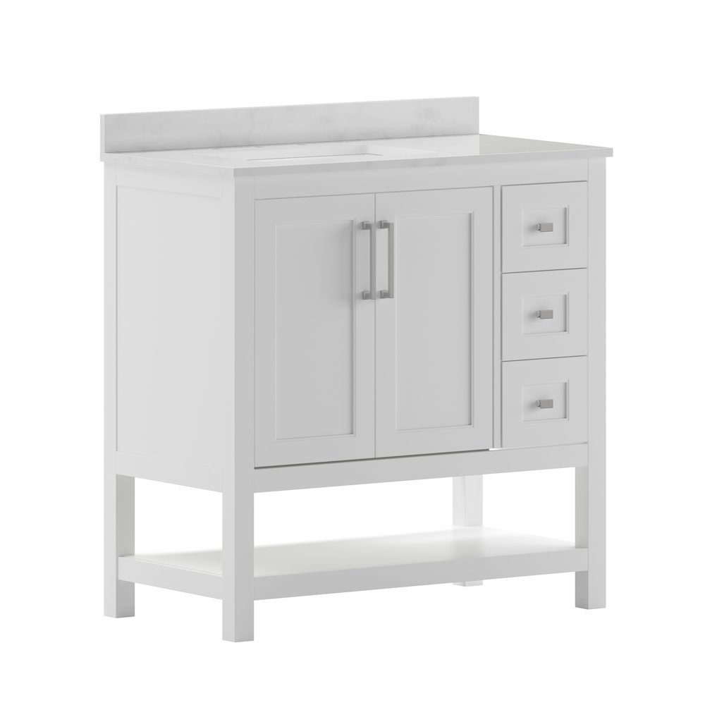 36 Inch Contemporary Bathroom Vanity with Storage Drawers and Sink Combo. Picture 1